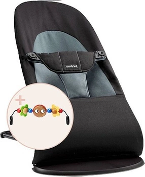 BABYBJORN - leżaczek BALANCE SOFT - Czarny / Ciemnoszary + Zabawka