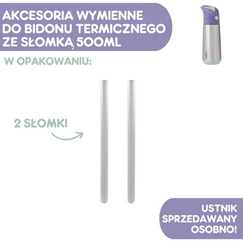 Zestaw słomek do bidonu termicznego 500 ml, 2 szt., b.box