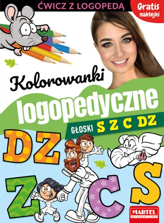 Kolorowanki logopedyczne z naklejkami. Głoski S Z C Dz