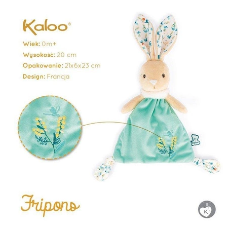 Kaloo Komforter trójkątny Zajączek Justin 20 cm w pudełku kolekcja Fripons