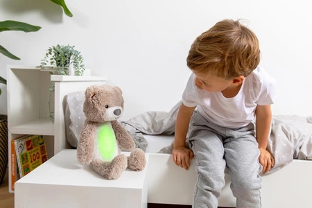 Zazu BRODY Trener Snu i Szumiąca Przytulanka Miś Taupe