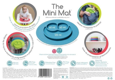 EZPZ Silikonowy talerzyk z podkładką mały 2w1 Mini Mat zielony
