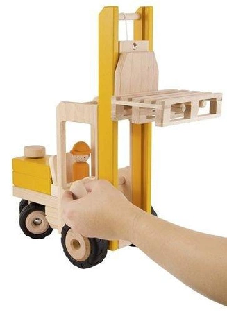 Wielki widlak z paletą i wysokim ramieniem, goki