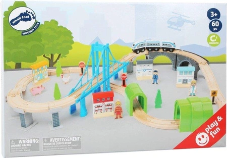 Kolejka drewniana zestaw z akcesoriami Miasto mostów 11492-Small Foot, kolejki dla dzieci
