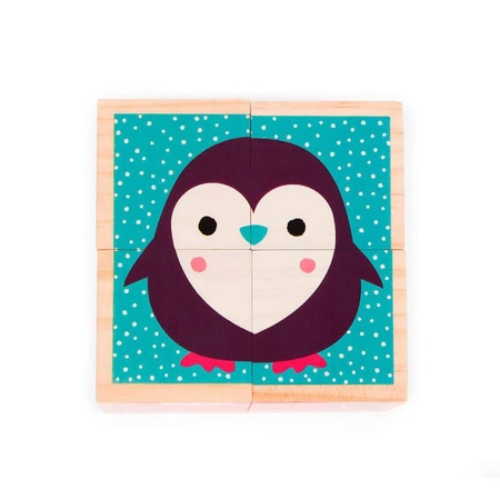 Klocki drewniane Puzzle 6w1 Zwierzątka, Janod