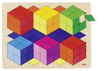 Drewniane puzzle optyczne 3D, goki