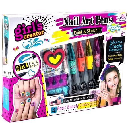 WOOPIE ART&FUN Zestaw do Malowania Paznokci dla Dzieci + 4 Lakiery