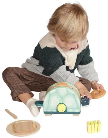 Toasty Turtle drewniany toster z akcesoriami 11 el 160830-Manhattan Toy, mała kuchnia dla dzieci