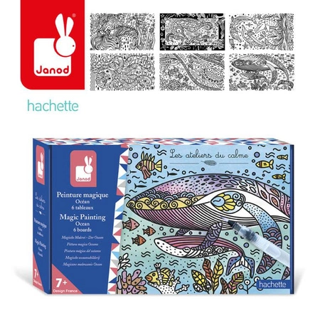 Zestaw kreatywny Magiczne kolorowanki wodne Ocean 7+, Janod