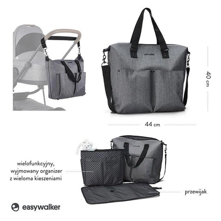 Easywalker Torba do wózka z przewijakiem i organizerem Diamond Grey uniwersalna