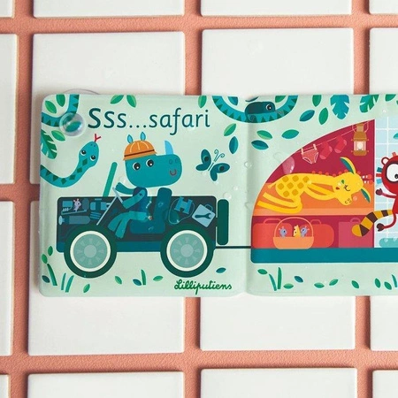 LILLIPUTIENS Magiczna rozkładana książeczka-harmonijka do kąpieli Safari Dżungla 12 m+