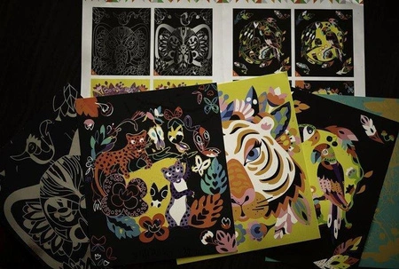 Zestaw kreatywny Do zdrapywania Zwierzęta świata 5+, Janod