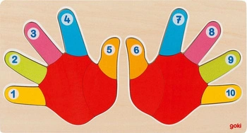 Układanka z cyferkami i kolorami dłonie, 57875-goki, zabawka edukacyjna