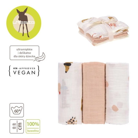 Lassig Muślinowy otulacz-kocyk z biobawełny Zestaw 3 szt. 60x60cm Little Mateys spicy orange