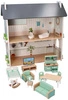Duży drewniany domek dla lalek z wyposażeniem Adam Toys