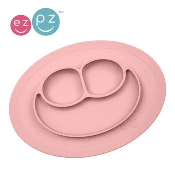 EZPZ Silikonowy talerzyk z podkładką mały 2w1 Mini Mat pastelowy róż