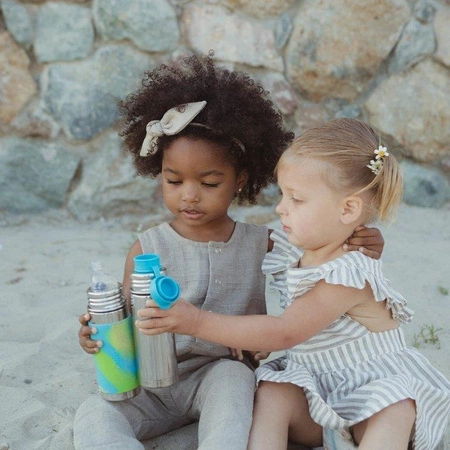 Termobutelka z ustnikiem niekapkiem 260 ml, niebieska swirl, Pura