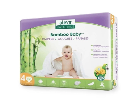Aleva Naturals Bambusowe Pieluchy Rozmiar 4 (9-13kg) 26szt.