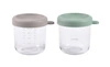 BEABA Zestaw pojemników słoiczków szklanych z zamknięciem 2 x 250 ml Sage green/Gazelle