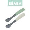 Beaba Zestaw 2 łyżeczek silikonowych w podróżnym etui 4 m+ Mineral grey/Sage green