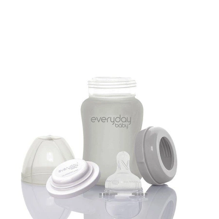Szklana butelka ze smoczkiem S, 150 ml, szara, Everyday Baby