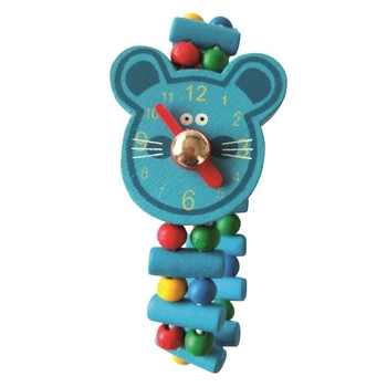 Myszka zegarek drewniany