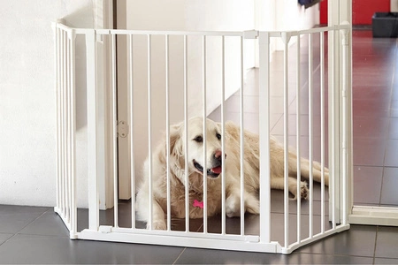 Bramka kojec barierka ochronna dla dzieci i zwierząt 5 paneli 60 cm metal biały ECOTOYS