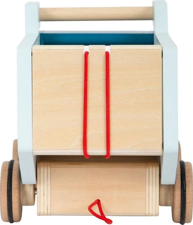 Samochód drewniany niebieska Wywrotka zabawka do ciągnięcia na sznurku 12348 Small Foot