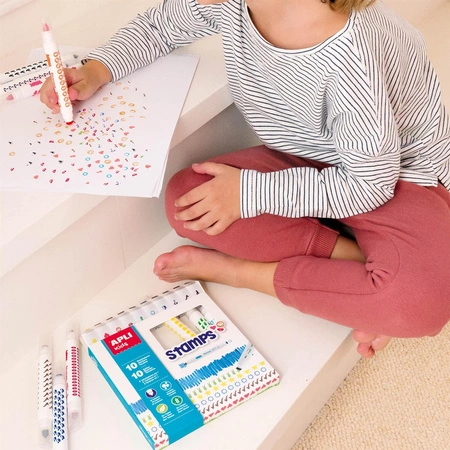 Flamastry ze stempelkami Apli Kids - 10 kolorów