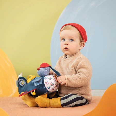 Lilliputiens Przytulanka aktywizująca wielofunkcyjna Samolot Piesek Jules 9 m+