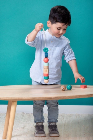 BS Toys, drewniana nawlekanka klocki Buźki