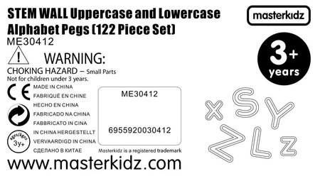 MASTERKIDZ Alfabet Zestaw Liter (Dużych i Małych) do Paneli Ściennych STEM 122 el.