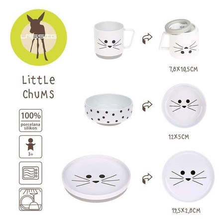 Lassig Komplet naczyń z porcelany Little Chums Kot