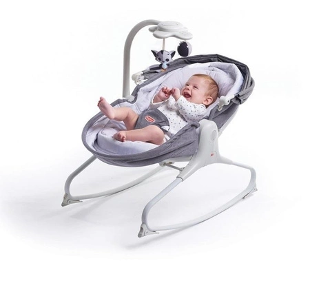 Wielofunkcyjny Leżaczek-bujaczek-krzesełko 3w1 z budką - szary