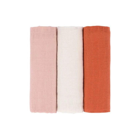 Lassig Muślinowy otulacz-kocyk 85x85cm Zestaw 3 szt. powder pink/milky/rust