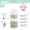 BEABA Pojemniki na mleko w proszku 4 komory cotton white/sage green (opakowanie zbiorcze 6 szt.)