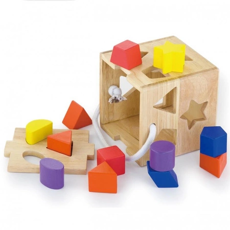 VIGA Drewniany Sorter Kształtów Klocki Kostka Montessori