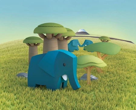 Halftoys Magnetyczny Składany Słoń z Makietą