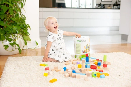 Klocki drewniane kolorowe 100 sztuk Ecotoys