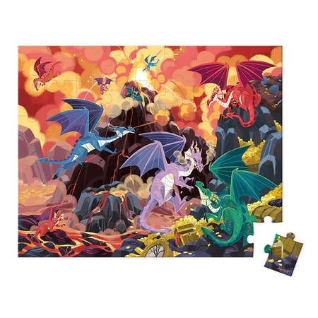 Puzzle w walizce Ogniste smoki 54 elementy 5+ Made in France, Janod