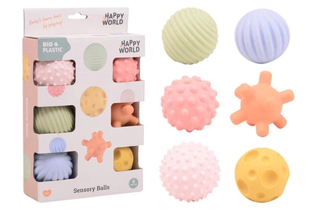 Kulki sensoryczne BIOplastik 6 szt Happy Word 0 m+