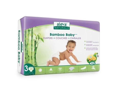 Aleva Naturals Bambusowe Pieluchy Rozmiar 3 (6-11kg) 28szt.