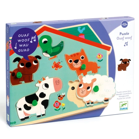 Puzzle drewniane z dźwiękiem FARMA DJ01707