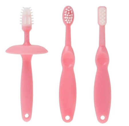 Szczoteczki do dziąseł i ząbków 3 szt., różowy, Kiokids