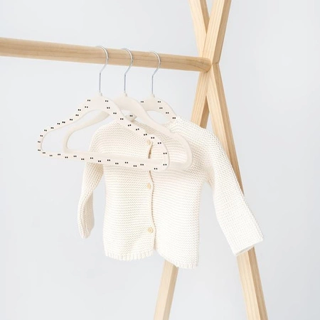 3 Sprouts Wieszaki Welurowe dla Dzieci Double Dot/Beige 15 szt.