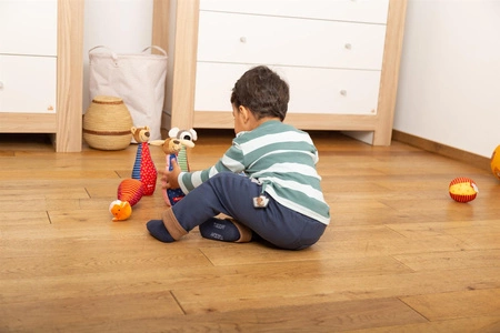 Zestaw miękkie kręgle dla dzieci zabawka rozwojowa patchwork gra sigikid