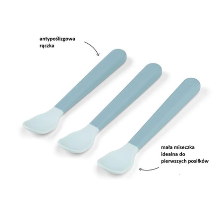 Done by Deer Łyżeczki dla Niemowląt Easy-grip 3szt Foodie Blue