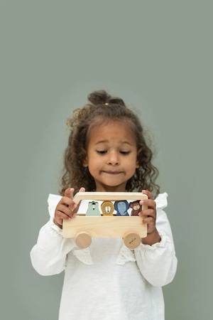 Drewniany autobus dla zwierząt