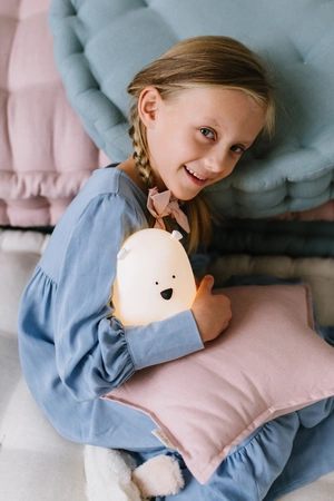 Miś Duży Lampka Silikonowa z Pilotem Biała Rabbit&Friends