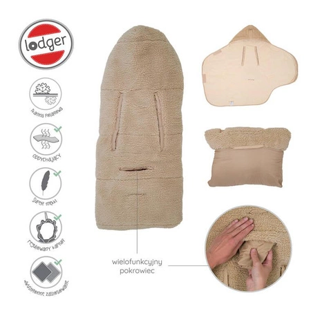 Lodger Wielofunkcyjny otulacz śpiworek z polaru beżowy Teddy Beige